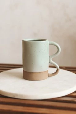 CREATIVE CO OP ABSTRACT 2-TONE STONEWARE MUG Home