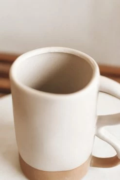 CREATIVE CO OP ABSTRACT 2-TONE STONEWARE MUG Home