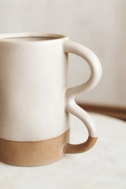 CREATIVE CO OP ABSTRACT 2-TONE STONEWARE MUG Home