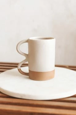 CREATIVE CO OP ABSTRACT 2-TONE STONEWARE MUG Home
