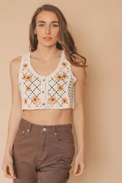 LE LIS MYRA CROCHET CROP TOP