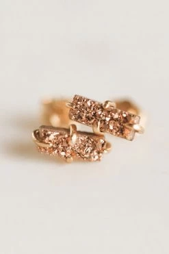 JAXKELLY ACCESSORIES DRUZY BAR STUD EARRINGS · ROSE GOLD