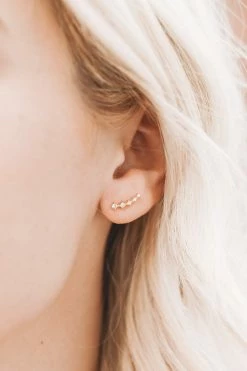 JAXKELLY STUDDED CRAWLER EARRINGS · CHAMPAGNE ACCESSORIES