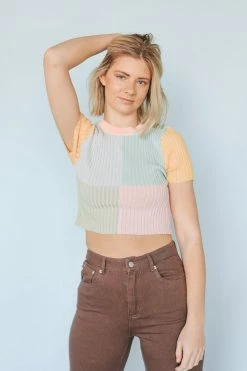 BLUE BLUSH Crop Tops OVER THE RAINBOW CROP TOP