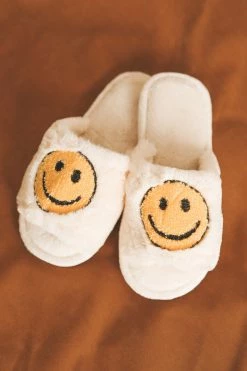 MISS SPARKLING SHOES SMILEY FACE OPEN-TOE SLIPPERS