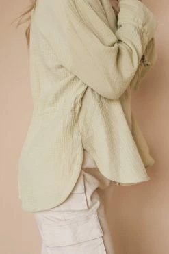 LUSH KEY LIME BUTTON-UP Tops