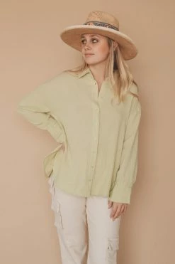LUSH KEY LIME BUTTON-UP Tops