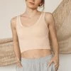 MONO B Crop Tops RIBBED SEAMLESS CROPPED TANK · TAUPE