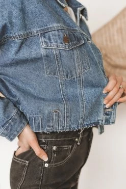MONO B TRINA CROPPED DENIM JACKET