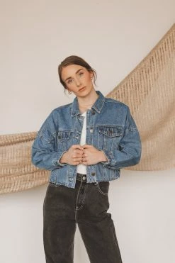 MONO B TRINA CROPPED DENIM JACKET