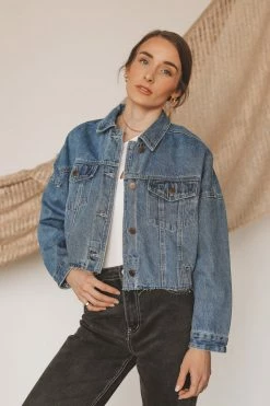 MONO B TRINA CROPPED DENIM JACKET
