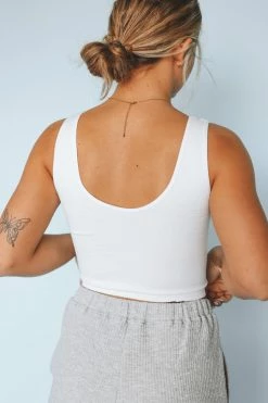 BY TOGETHER Tops FINE RIB CROP TOP TANK