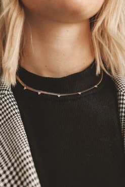 THE LUCKY COLLECTIVE ACCESSORIES CZ HERRINGBONE SPIKE NECKLACE