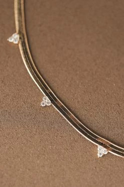 THE LUCKY COLLECTIVE ACCESSORIES CZ HERRINGBONE SPIKE NECKLACE