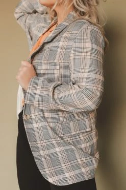 MISS LOVE INGRID PLAID BLAZER Jackets + Button-ups
