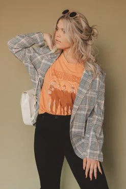 MISS LOVE INGRID PLAID BLAZER Jackets + Button-ups