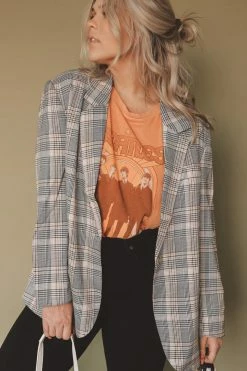 MISS LOVE INGRID PLAID BLAZER Jackets + Button-ups