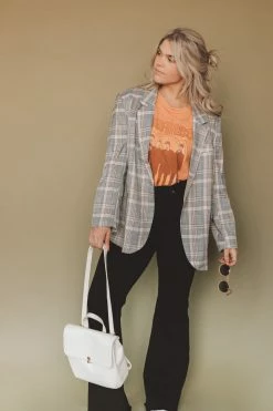 MISS LOVE INGRID PLAID BLAZER Jackets + Button-ups
