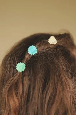 DENIM & DAISY MINI FLOWER HAIR CLIPS (SET OF 3 PAIRS) · GREENS