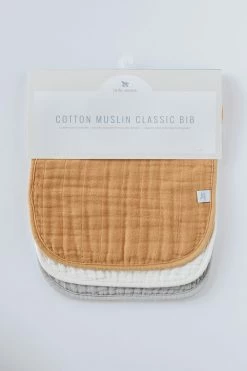 LITTLE UNICORN COTTON MUSLIN BIB 3-PACK · MUSTARD