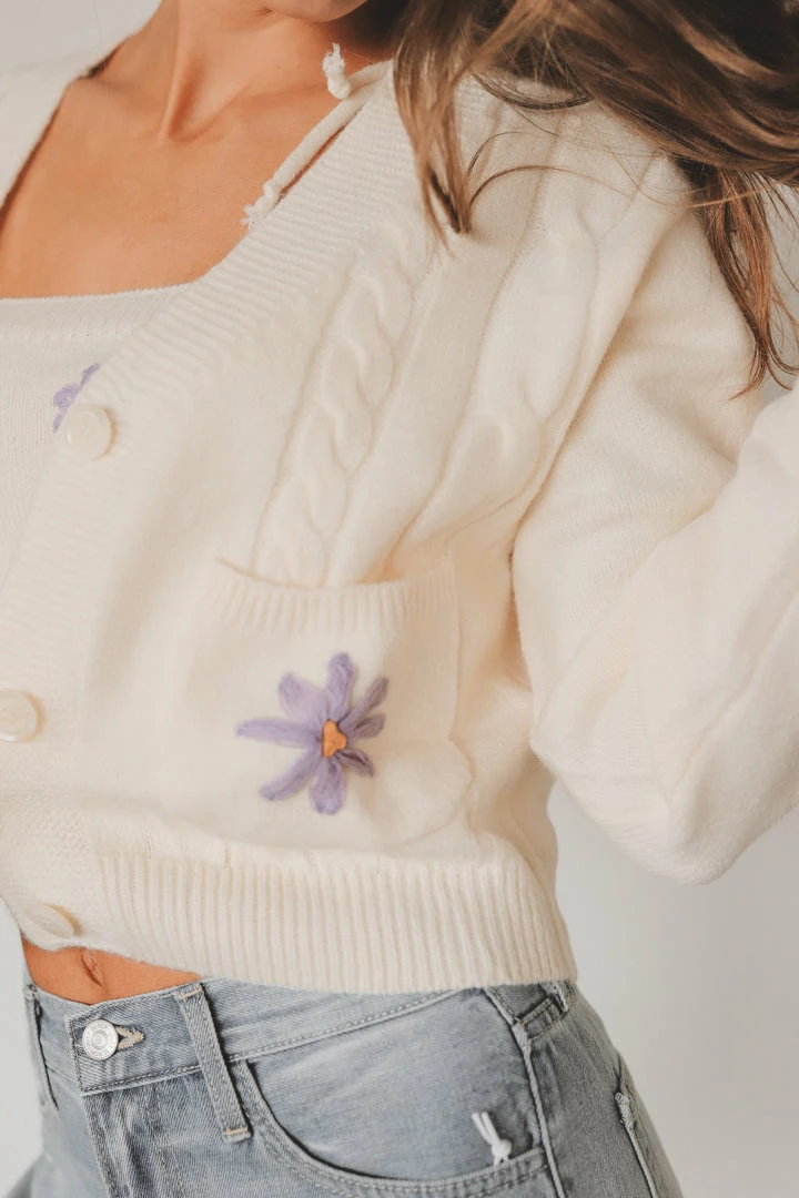 FORE COLLECTION Sweaters ERIN EMBROIDERED CARDIGAN 4 FORE COLLECTION Sweaters ERIN EMBROIDERED CARDIGAN