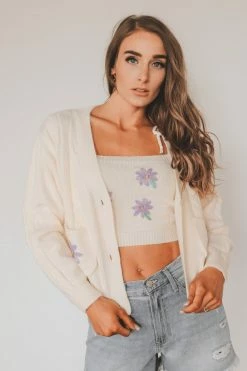 FORE COLLECTION ERIN CROPPED SWEATER TANK Crop Tops