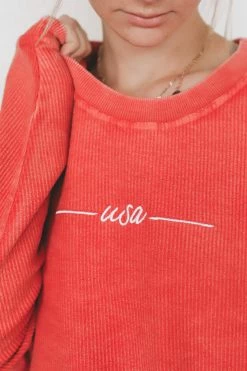 KITTSONA CUSTOM CLOTHING USA EMBROIDERED CORDED CREWNECK GRAPHIC APPAREL