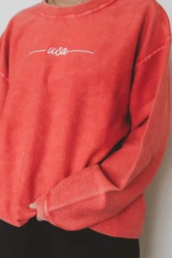 KITTSONA CUSTOM CLOTHING USA EMBROIDERED CORDED CREWNECK GRAPHIC APPAREL