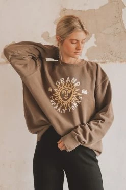KITTSONA CUSTOM CLOTHING Crewneck Sweatshirts GRAND FREAKIN' FORKS VINTAGE SUNSHINE CREW
