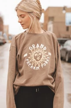 KITTSONA CUSTOM CLOTHING Crewneck Sweatshirts GRAND FREAKIN' FORKS VINTAGE SUNSHINE CREW