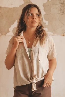 WISHLIST Tops CARMYN FRONT-TIE SHIRT