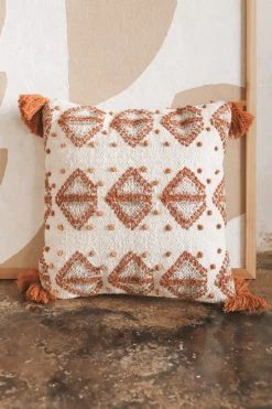 BLOOMINGVILLE WOVEN COTTON PILLOW WITH EMBROIDERY