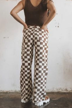 MISS LOVE ELEANOR CHECKER PRINT PANTS Bottoms