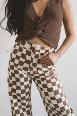 MISS LOVE ELEANOR CHECKER PRINT PANTS Bottoms