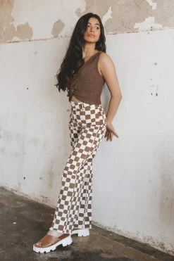 MISS LOVE ELEANOR CHECKER PRINT PANTS Bottoms