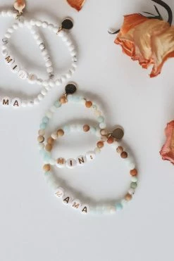 THE LUCKY COLLECTIVE STONE MAMA + MINI BEADED BRACELET SET