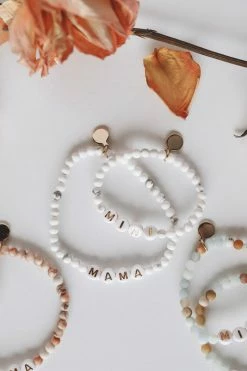 THE LUCKY COLLECTIVE STONE MAMA + MINI BEADED BRACELET SET