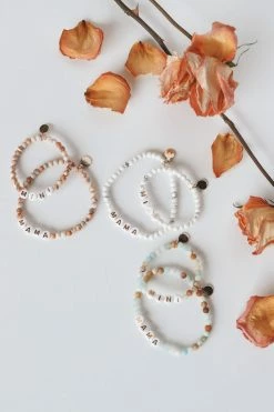 THE LUCKY COLLECTIVE STONE MAMA + MINI BEADED BRACELET SET