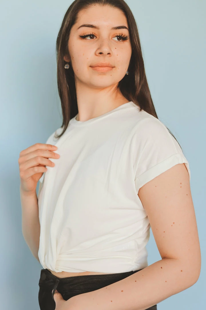 LUSH Tops TAYSHIA TWIST-FRONT TEE 6 LUSH Tops TAYSHIA TWIST-FRONT TEE