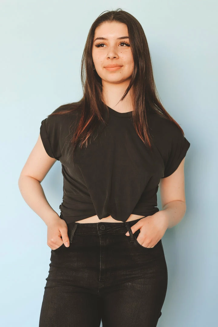 LUSH Tops TAYSHIA TWIST-FRONT TEE 7 LUSH Tops TAYSHIA TWIST-FRONT TEE