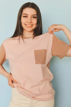 WISHLIST REDWOOD STRIPED POCKET TEE Tops