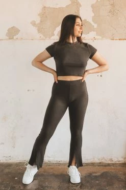 LISTICLE Bottoms PAULINA SPLIT HEM PANTS