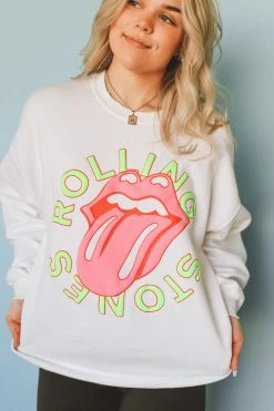 LIVYLU ROLLING STONES NEON PUFF VINTAGE SWEATSHIRT