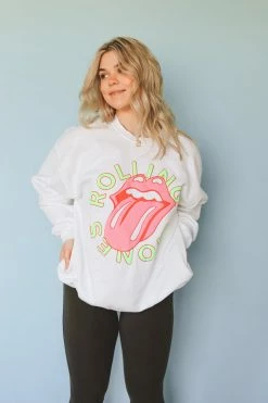 LIVYLU ROLLING STONES NEON PUFF VINTAGE SWEATSHIRT