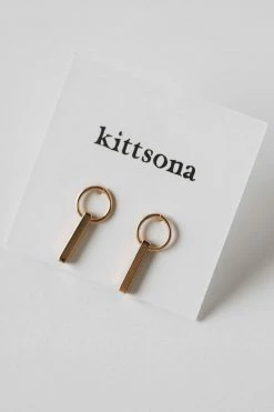 FAME ACCESSORIES 14K CIRCLE + BAR EARRINGS