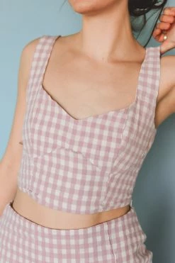BLUE BLUSH Crop Tops EMBERLYN GINGHAM TOP