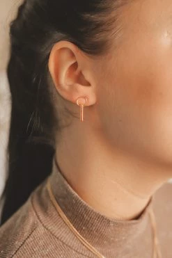 FAME ACCESSORIES 14K CIRCLE + BAR EARRINGS