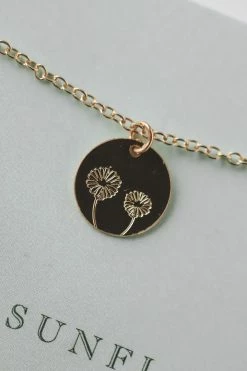 LUCKY FEATHER 14K GOLD BOTANICAL NECKLACE · SUNFLOWER ACCESSORIES