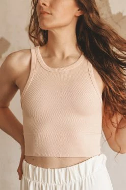NIKIBIKI VINTAGE CHEVRON HIGHNECK CROP TOP