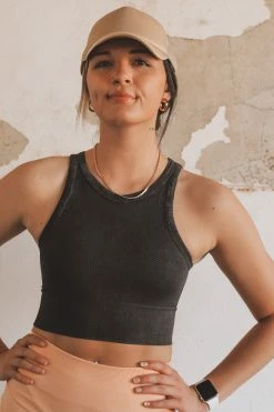 NIKIBIKI VINTAGE CHEVRON HIGHNECK CROP TOP